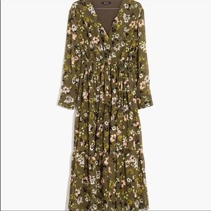 Madewell cinch-waist tiered midi dress wildblooms